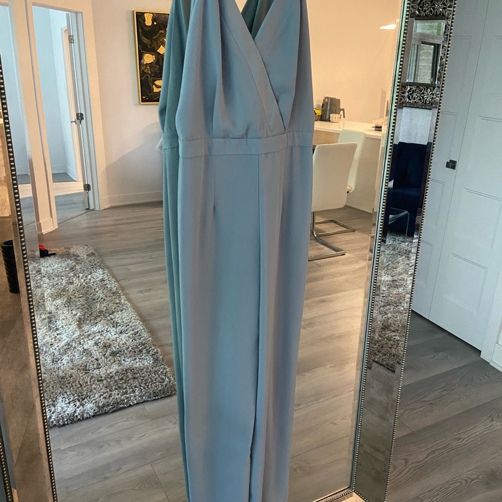 Baby blue wide leg one piece
